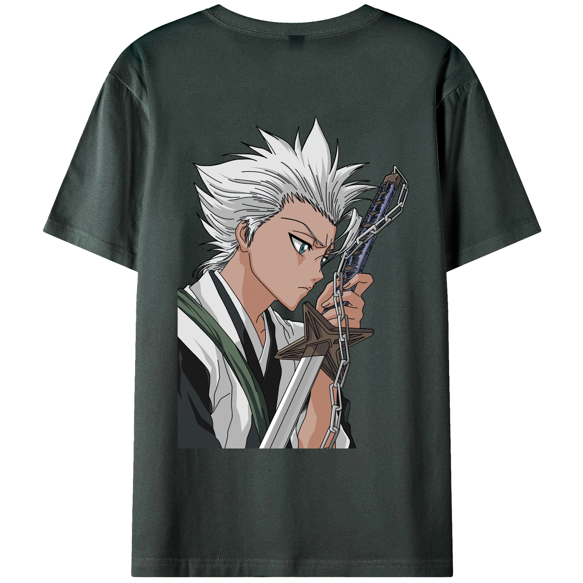 （画像用） ブリーチ 日番谷冬獅郎（ひつがや とうしろう） BLEACH Hitsugaya Toushirou 綿100％ メンズ半袖Tシャツ（バックプリント） 通気性